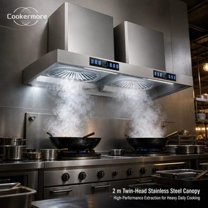 Hotte de cuisine professionnelle 2000 mm double tête 2000W en acier inoxydable avec commande tactile 72m³/min Fabricant OEM ODM - Product Image 5
