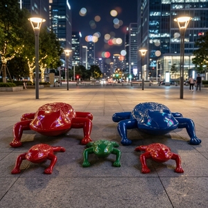 Sculpture personnalisée en fibre de verre de marmotte, grande statue de grenouille en PRV pour la décoration paysagère d'atriums de centres commerciaux - Product Image 6