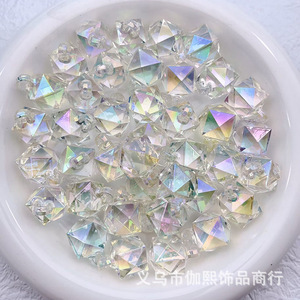Perles Pendentifs Cubes d'Eau Facettés en Cristal 16mm, Forme Pyramide, Effet Irisé UV, Accessoires DIY pour Breloques de Voiture, Bijoux Unisexe - Product Image 3