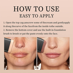 Pinceau applicateur 2-en-1 pour fond de teint et correcteur avec poudre, résistant à l'eau, pour le soin des pores, outil cosmétique pour le maquillage du visage - Product Image 2