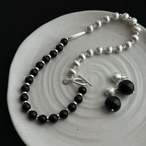 El mismo estilo que la bola de plata de Ashui con cuentas, collar de clavícula delicado y lujoso, cadena de cuello elegante y moderna - Product Image 3