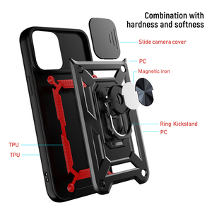 Per <span class=keywords><strong>iPhone</strong></span> 14 <span class=keywords><strong>13</strong></span> 12 11 <span class=keywords><strong>Pro</strong></span> Max Cover posteriore Slide <span class=keywords><strong>protezione</strong></span> della fotocamera ruota anello cavalletto custodia per telefono armatura all'ingrosso antiurto - Product Image 2