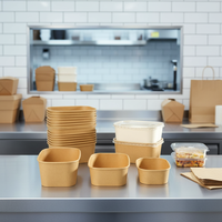 Boîte repas en papier kraft premium, jetable, écologique, pour plats à emporter, idéale pour le déjeuner au bureau et la restauration.