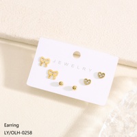 Bijoux pour femmes de haute qualité, simples et tendance, plaqués or 18 carats, acier inoxydable, boucles d'oreilles en forme de papillon et de cœur avec zircon
