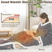 Couverture-sweat à capuche chauffante, robe électrique en flanelle rayée avec télécommande numérique, 6 niveaux de chaleur, arrêt automatique, grande poche