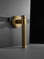 Ensemble de poignées de porte de luxe OEM en laiton massif, finition laiton brossé satiné, pour portes intérieures de chambre et de salle de bain
