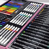 Ensemble d'outils de dessin sur le thème de la licorne pour enfants, 120 pièces, multicolores, crayons de couleur à l'eau, feutres, fournitures artistiques pour les élèves du primaire