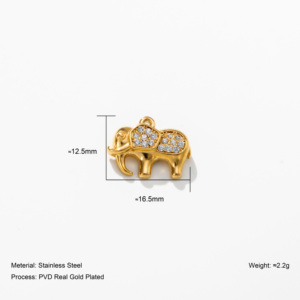 YF9017 Breloques Éléphant Koala Serpent en Acier Inoxydable 316L Plaqué Or PVD 18K Étanche avec Micro-Pavé de Zircons pour Bijoux DIY - Product Image 5