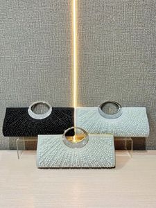 New Fashion Elegant High-end China Origin Magnetic Buckle Closure Polyester <b>Clutch</b> Evening Bag Shiny Pearl Decoration Tanjing - Product Image 4