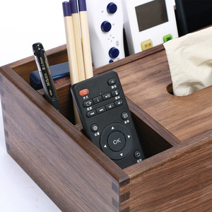 Boîte à mouchoirs simple en bois massif de noyer noir, boîte de rangement rectangulaire multifonctionnelle pour le bureau, le salon, la table basse - Product Image 1