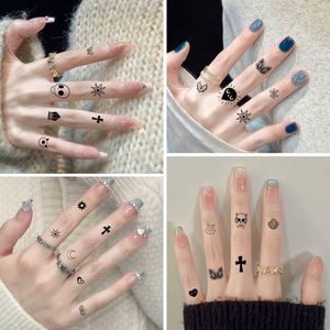 Pegatinas de tatuaje de dedo con diseño de chica sexy para clavícula, personalizadas al por mayor, removibles, impermeables, de papel negro, estilo mano - Product Image 3