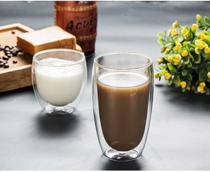 Tazza per Bevande <span class=keywords><strong>in</strong></span> <span class=keywords><strong>Vetro</strong></span> Trasparente <span class=keywords><strong>a</strong></span> Doppio Strato Resistente alle Alte Temperature, Senza Manici e Coperchio, per <span class=keywords><strong>Acqua</strong></span>/Latte/Caffè - Product Image 3