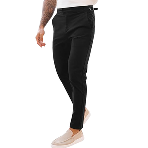 Pantalones ajustados para hombre con hebilla, cintura media, cierre de cremallera y corte recto - Product Image 1