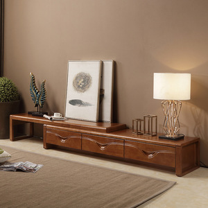 Mueble para TV de madera maciza, estilo minimalista chino moderno, base de madera de caucho, almacenamiento, audiovisual, muebles para sala de estar - Product Image 1