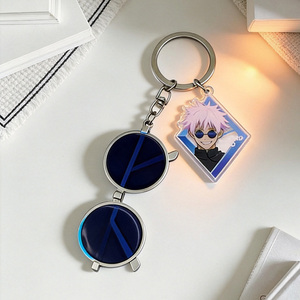 Personalized Cartoon Anime <b>Cute</b> Translucent Eyeglass <b>Sunglasses</b> Keychain with Acrylic Character Pendant - Product Image 1