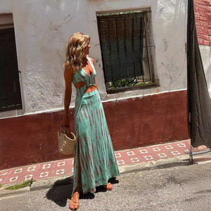 Nouvelle collection été 2026 : Style euro-américain, design identique à celui des influenceurs Instagram, imprimé, col en V, taille dénudée, sexy - Product Image 4