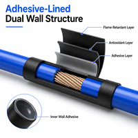 Tube thermorétractable de 6,4 mm avec colle 3:1, gaine thermorétractable noire à double paroi avec adhésif, rouleau de tube thermorétractable