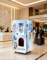 Kiosque à crème glacée molle à refroidissement par air, robuste, avec distributeurs de garnitures sèches et humides