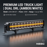 Barre lumineuse LED double rangée NSSC LCB-S 20/40 pouces avec double DRL (ambre et blanc) |   24V haute performance pour camions Scania Volvo DAF