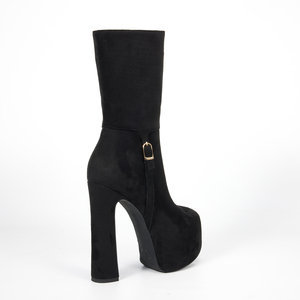 WETKISS Bottines à talons hauts et plateforme pour femme, en faux daim noir, style sexy et audacieux, pour soirée en boîte de nuit - Product Image 2