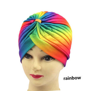 Casquette de <span class=keywords><strong>chimiothérapie</strong></span> femmes musulmanes bas chapeau Bandanas plissé impression Turban été couvre-chef écharpe - Product Image 3