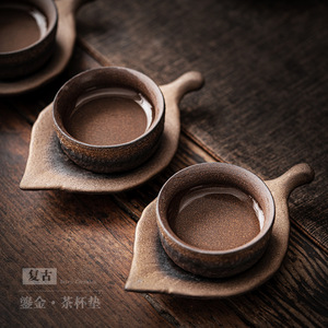 Soucoupe à thé en céramique rétro, forme irrégulière, résistante à la chaleur, pour la cérémonie du thé Kung Fu, usage domestique, origine Dehua - Product Image 2