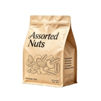 Sachet personnalisé en aluminium à fond plat scellé sur huit côtés, noir brillant, 16oz 8oz 100g, pour emballage de noix, croustilles et snacks croustillants