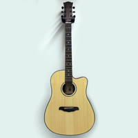 Solid Top Acoustic Guitar 36 40 41 Inch Cutaway Solid Spruce Top Satin Natural Folk Guitar with Cross Inlay wholesale
