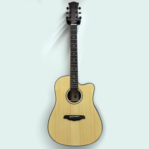 Guitare acoustique à table massive 36 40 41 pouces, avec éclisse, table en épicéa massif, finition satinée naturelle, guitare folk avec incrustation en croix, vente en gros - Product Image 1