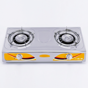 Cocina doble de acero inoxidable de alta calidad, hermosa estufa de doble quemador con soporte independiente para sartenes, electrodoméstico para el hogar. - Product Image 1