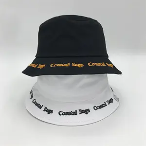 Topi Bucket logo bordir pinggiran topi, topi bob grosir untuk pria dan wanita