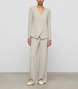 Chaqueta corta de punto sólido con doble botonadura para mujer, trajes y blazers - Product Image 4