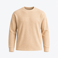 Sweat-shirt raglan gaufré 340g pour homme, col rond, coupe lourde, effet délavé vintage, usé, par une usine de sweats à capuche personnalisés avec 15 ans d'expérience