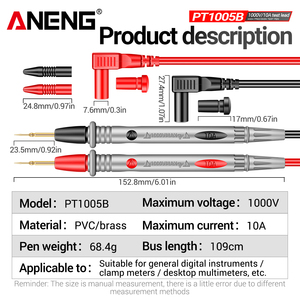 ANENG PT1005 10A 1000V Digital-Multimeter-Messleitungen, Universal-Testkabel, Nadel-Pin-Draht-Set, Strom- und Spannungsmessgerät - Product Image 5