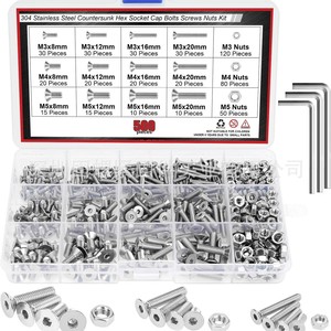 304 Stainless Steel Countersunk Head Screws M3 M4 M5 Nuts Included Various Sizes Grade 8.8 DIN7991 - Product Image 2