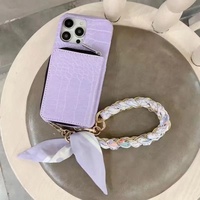 Top vente en gros conception pour Iphone couverture de téléphone portable luxe Crocodile Pu cuir avec porte-carte lanière étui de téléphone