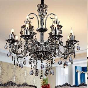 Europäischer Stil Kronleuchter Wohnzimmer Kristall-Lampe Pendelleuchte Esszimmer Schlafzimmer Neuer Rauchgrauer Kristall-Kronleuchter - Product Image 2