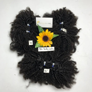 Perruques cheveux humains afro crépus bouclés couleur noire naturelle, cheveux à cuticules alignés - Product Image 1