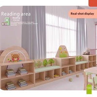 Ensemble de meubles d'angle en bois pour maternelle avec jouets et compartiments de rangement divisés