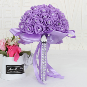 Bouquet de Mariage en Gros, Fleurs Artificielles Réalistes en Mousse PE, Roses, Fausses Fleurs, Ruban Fait Main, Décoration pour Fête, Église, Cadeaux Élégants - Product Image 5