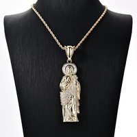 Collier pendentif en forme de cœur en cristal de glace, plaqué or, plaqué argent, plaqué rhodium, chaîne en laiton avec zircon, bijoux hip-hop