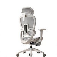 Chaise de bureau ergonomique blanche moderne à dossier haut en maille avec appui-tête et soutien lombaire réglables pour le bureau à domicile