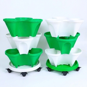 Macetas Verticales Apilables de Plástico de 3 Niveles, con 9 Compartimentos para Fresas, con 4 Ruedas, Venta al Por Mayor Directa de Fábrica - Product Image 3