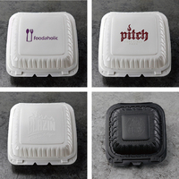Boîte à lunch jetable à emporter Emballage alimentaire biodégradable pour micro-ondes Pizza Salade Sandwich Sandwich Nouilles Carré Logo Imprimé Mfpp