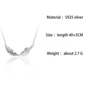 फैशन गहने 925 स्टर्लिंग चांदी की लंबाई 40 + 5 सेमी चेन 3 ए ज़िरकॉन पंख चोकर्स हार - Product Image 2