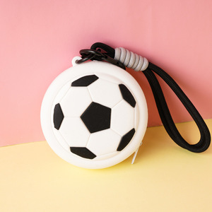 Monedero con forma de balón deportivo QY, llavero de goma, llavero redondo con cremallera, accesorio de regalo deportivo - Product Image 6
