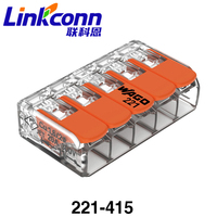 Bloque de terminales de montaje de cable con conector rápido de 5 pines y abrazadera de resorte de 32A, según normas de seguridad americanas 221-415, para iluminación y uso doméstico.