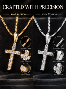Hot Sale Fashion S925 Sterling <b>Silver</b> Cross Pendant Necklace Inlaid Moissanite Stone <b>Box</b> <b>Chain</b> Luxury Women - Product Image 4