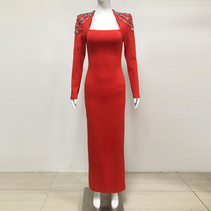 <span class=keywords><strong>Vestiti</strong></span> di moda donna di lusso abiti di fascia alta strass lunghi aderenti fasciatura <span class=keywords><strong>elegante</strong></span> rosso galante abiti da sera per le donne - Product Image 3