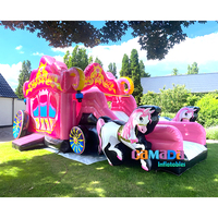 Château gonflable commercial, carrosse de princesse, château gonflable combiné avec toboggan aquatique
